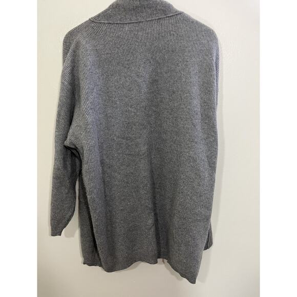 Scandi Minimalist Angora Cashmere Blend Duster Cardigan XL Quiet Luxury Preppy - Picture 2 of 13